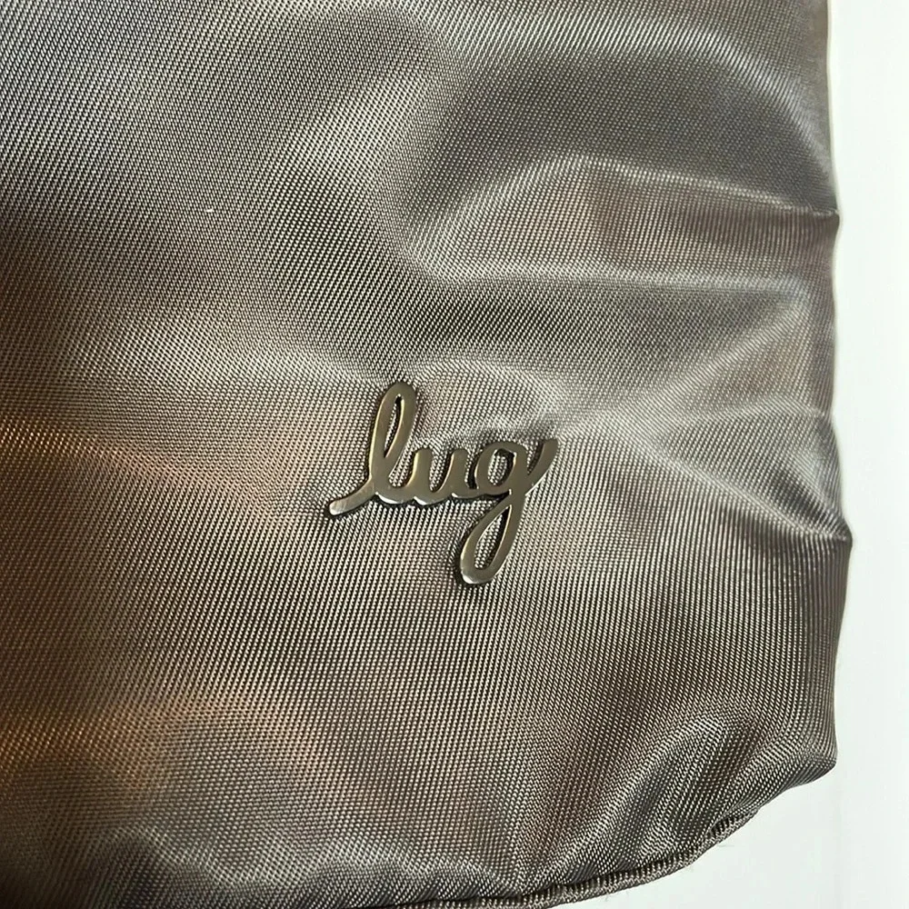 Lug Soar Gunmetal crossbody Quilted shimmer iridescent magnetic close adjustable